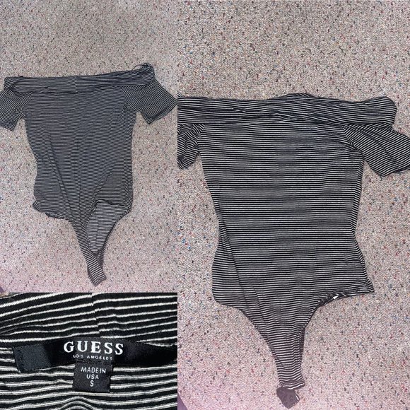 Guess Striped Carmen Neckline Bodysuit Size small - Picture 1 of 3